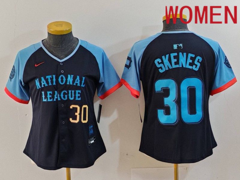 Women Pittsburgh Pirates #30 Skenes Blue All star 2024 Nike MLB Jersey style 1->women mlb jersey->Women Jersey